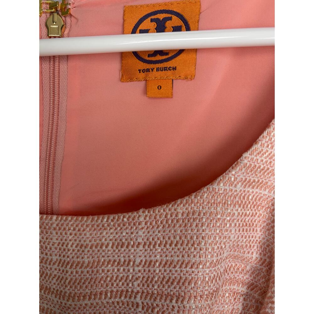 Tory Burch Sleeveless Pink Cream Plaid Sheath Dress - Size 0 - Picture 6 of 8